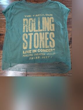 Pilcro Rolling Stones Mesh Overlay Crewneck Tee Size Small